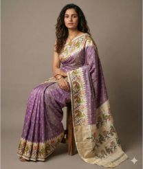 purple colour pochampally ikkat pure silk sarees with All over design