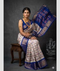 blue and grey colour pochampally ikkat pure silk sarees with All over design