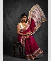 magenta red and grey colour pochampally ikkat pure silk sarees with All over design