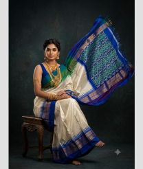 silver and blue colour pochampally ikkat pure silk sarees with All over design