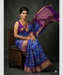 blue colour pochampally ikkat pure silk sarees with All over design