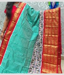 blue colour pochampally ikkat pure silk sarees with Kanchi Border design