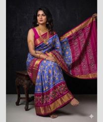 light blue and purple colour pochampally ikkat pure silk sarees with All over design