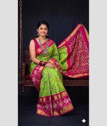 olive green colour pochampally ikkat pure silk sarees with All over design