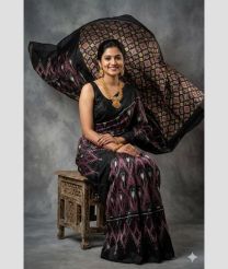 block and purple colour pochampally ikkat pure silk sarees with All over design