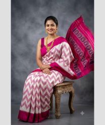 magenta red and light pink colour pochampally ikkat pure silk sarees with All over design