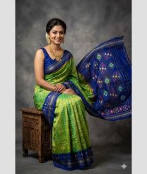 olive green and blue colour pochampally ikkat pure silk sarees with All over design