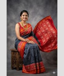 blue and magenta red colour pochampally ikkat pure silk sarees with All over design