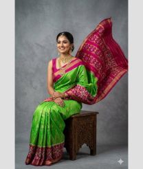 green colour pochampally ikkat pure silk sarees with All over design