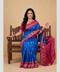 blue colour pochampally ikkat pure silk sarees with All over design