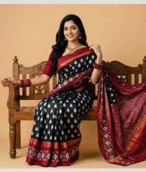 block and blue colour pochampally ikkat pure silk sarees with All over design