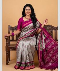 silver colour pochampally ikkat pure silk sarees with All over design