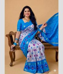 grey colour pochampally ikkat pure silk sarees with All over design