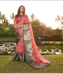 Red with Yellow Border color kuppadam pattu handloom saree with small checks buties saree with contrast pallu and blouse design