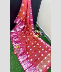 Mango Yellow with Red Border color Tripura Silk handloom saree with uppada style multi color checked sarees with big border design