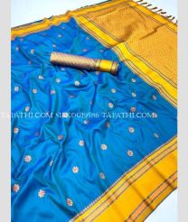 Blue nd Yellow silk sarees with All over Buttas design - SILK0019586