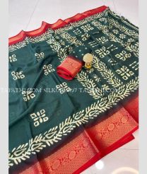 Pine Green and Red silk sarees with Jacquard Border design - SILK0019597