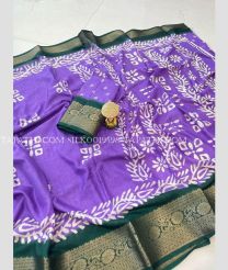 Purple and Pine Green silk sarees with Jacquard Border design - SILK0019598