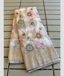 White silk sarees with All over Meenakari design - SILK0019564