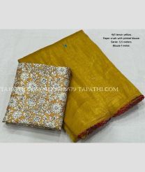 Mustard Yellow and Cream silk sarees with All over Mirror Work design - SILK0019579