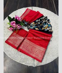 Red and Black silk sarees with Kalamkari design - SILK0019643