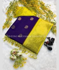 Royal Blue and Yellow  silk sarees with Jacquard Border design - SILK0019634