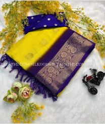 Yellow and Royal Blue silk sarees with Jacquard Border design - SILK0019635