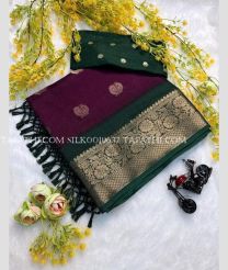 Maroon and Dark Green silk sarees with Jacquard Border design - SILK0019637