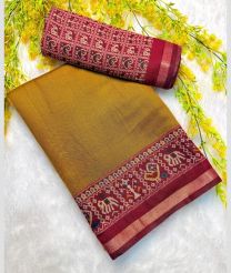 Golden Brown and Crimson silk sarees with Kalamkari design
