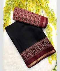 Black and Maroon silk sarees with Kalamkari design