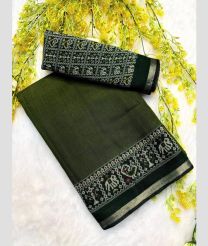 Forest Fall  Green and Black silk sarees with Kalamkari design