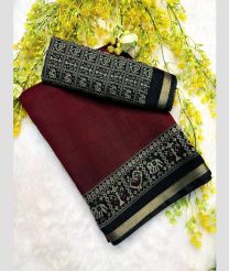 Maroon and Black silk sarees with Kalamkari design