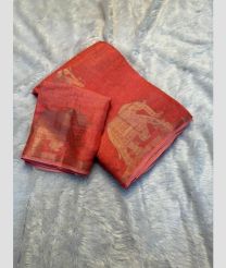 Bean Red silk sarees with All over Jacquard design