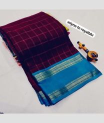 Magenta and Blue silk sarees with All over Checks design