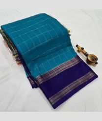 Blue Ivy and Navy Blue silk sarees with All over Checks design