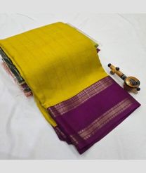 Yellow and Magenta silk sarees with All over Checks design