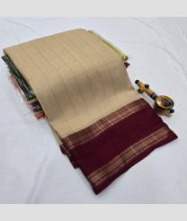 Cream and Maroon silk sarees with All over Checks design