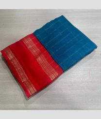 Blue and Red silk sarees with All over Checks design