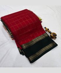 Red and Dark Green silk sarees with All over Checks design