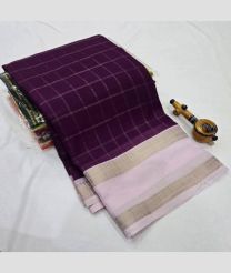 Plum Velvet and Cream silk sarees with All over Checks design