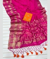 Pink and Orange silk sarees with Jacquard Border design