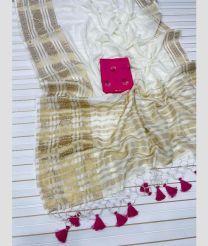 White and Pink silk sarees with Jacquard Border design