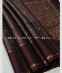 Dark Grey and Scarlet soft silk kanchipuram sarees with All over Checks and Buttas design - KASS0003571