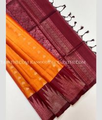 Orange and Red soft silk kanchipuram sarees with All over design - KASS0003562