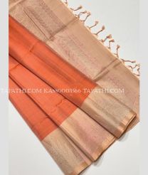 Oragne and Cream soft silk kanchipuram sarees with All over design - KASS0003566