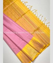 Rose Pink and Yellow soft silk kanchipuram sarees with All over design - KASS0003567
