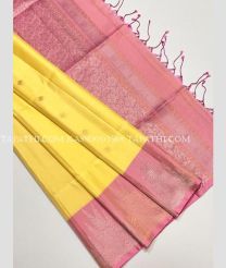 Yellow and Dust Pink soft silk kanchipuram sarees with All over design - KASS0003568