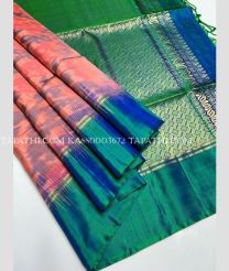 Bean Red and Green soft silk kanchipuram sarees with all over pochampally  design - KASS0003672