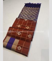 Maroon and Purple Blue soft silk kanchipuram sarees with All over Checks and Buttas design - KASS0003779