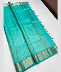 Blue Turquoise and Grey soft silk kanchipuram sarees with All over design